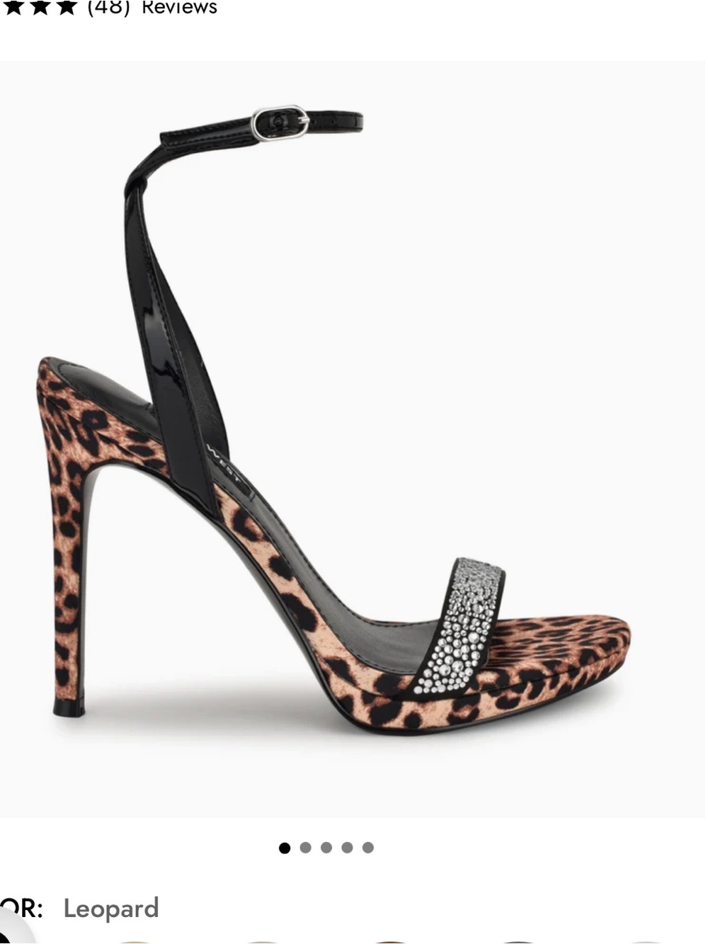 Nine West Loola Leopard Rhinestone High Stiletto Sandals – Size 8